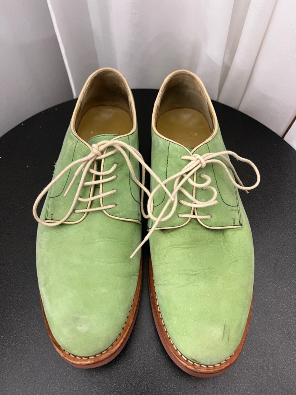 Mint Green Suede Derby Oxford Shoes